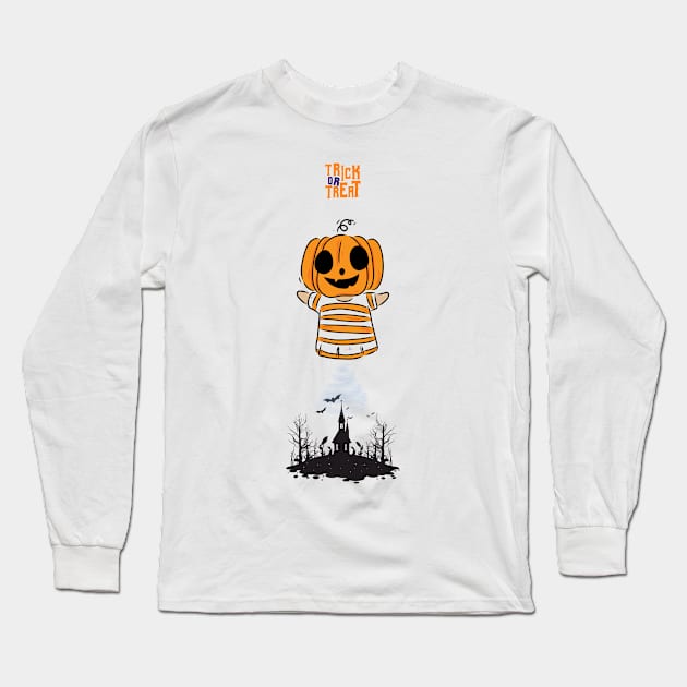 Trick or Treat Halloween Long Sleeve T-Shirt by Funtomass